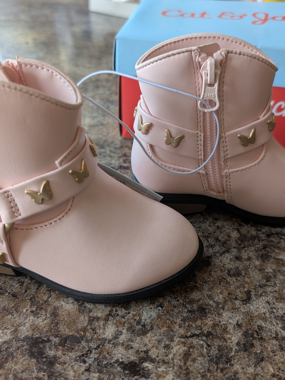 Cowgirl Boots Light Pink Toddler Size 5 Butterfly Studs On The Straps